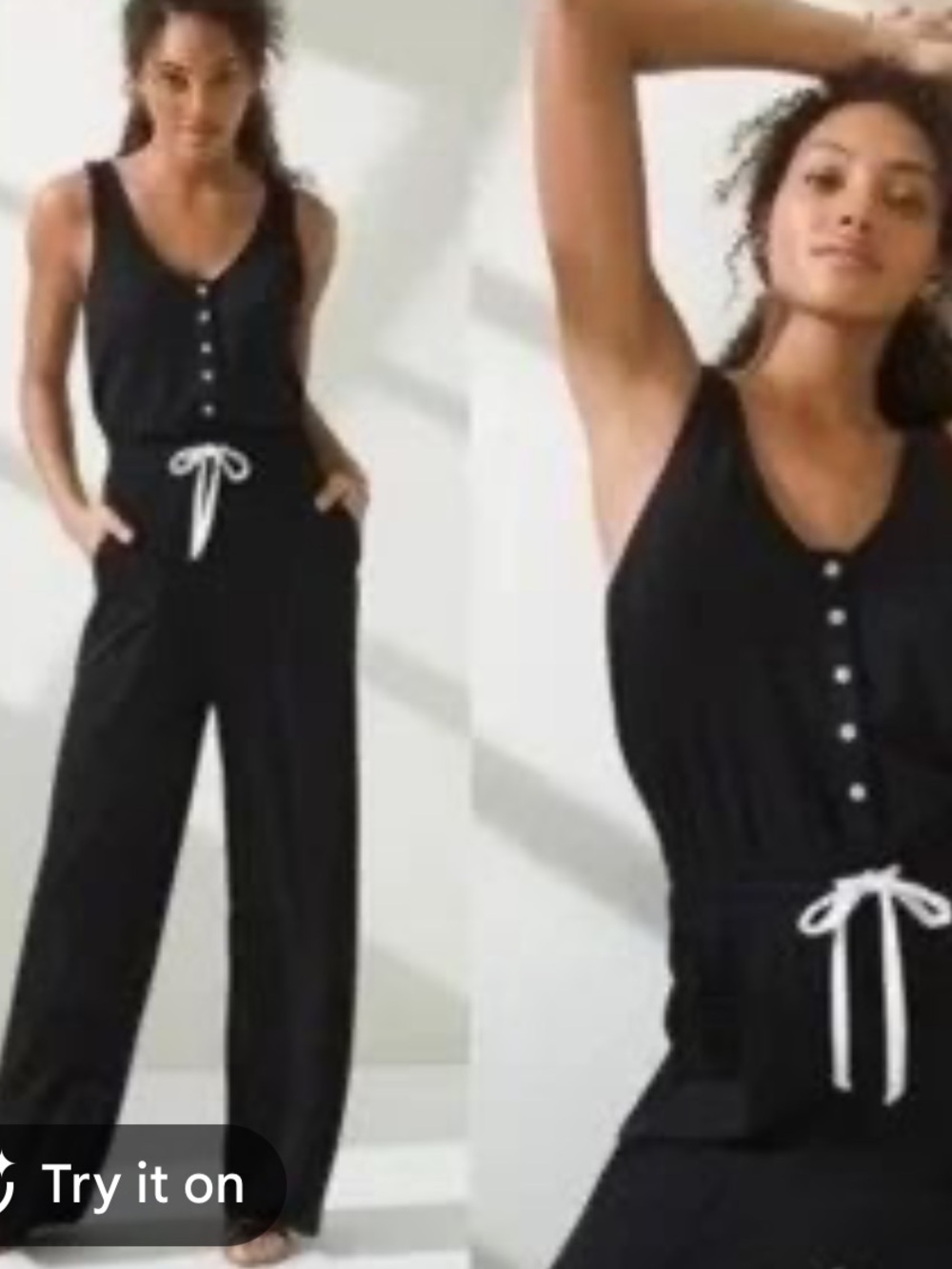 Soma Wkend Black Sunday Lounge Jumpsuit Wide Leg Size Medium